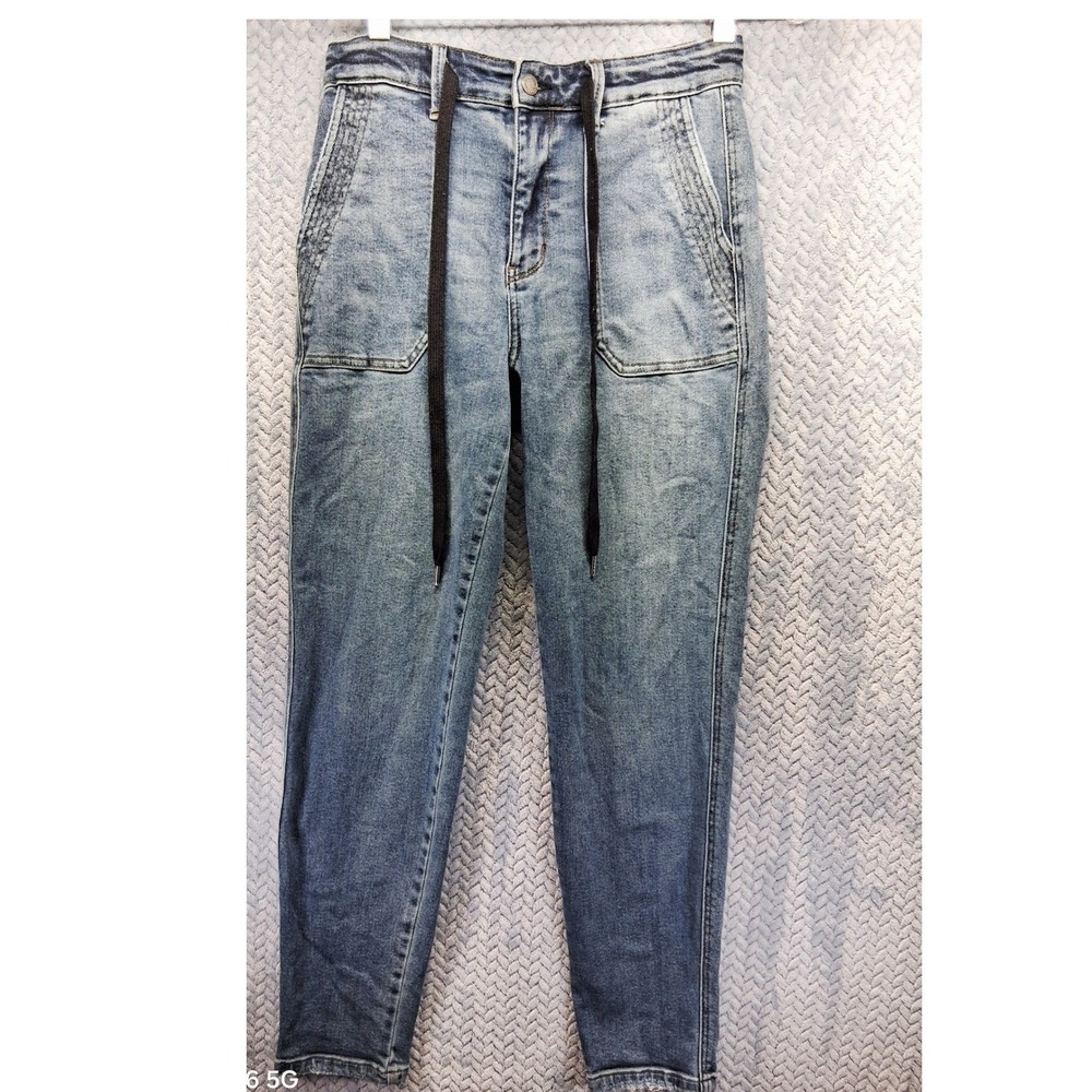 Judy Blue High Waist Drawstring Jogger Jeans Size 5/27 Relaxed Stretch Pockets
